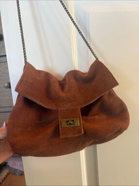 Free People Suede Shoulder Bag in Rust Brown